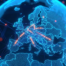 Digital globe centred on Europe, with illuminated connections and arrows representing data sharing between European countries.